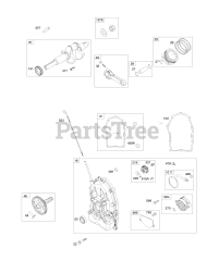Briggs & Stratton 611475-0119-E1 - Briggs & Stratton Horizontal Engine Crankcase Cover, Crankshaft, Pistons/Rings, Rods