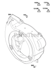 Briggs & Stratton 25V332-0006-F1 - Briggs & Stratton Horizontal Engine Blower Housing Group