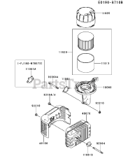 Kawasaki FJ180V-CM23 - Kawasaki Engine AIR-FILTER/MUFFLER