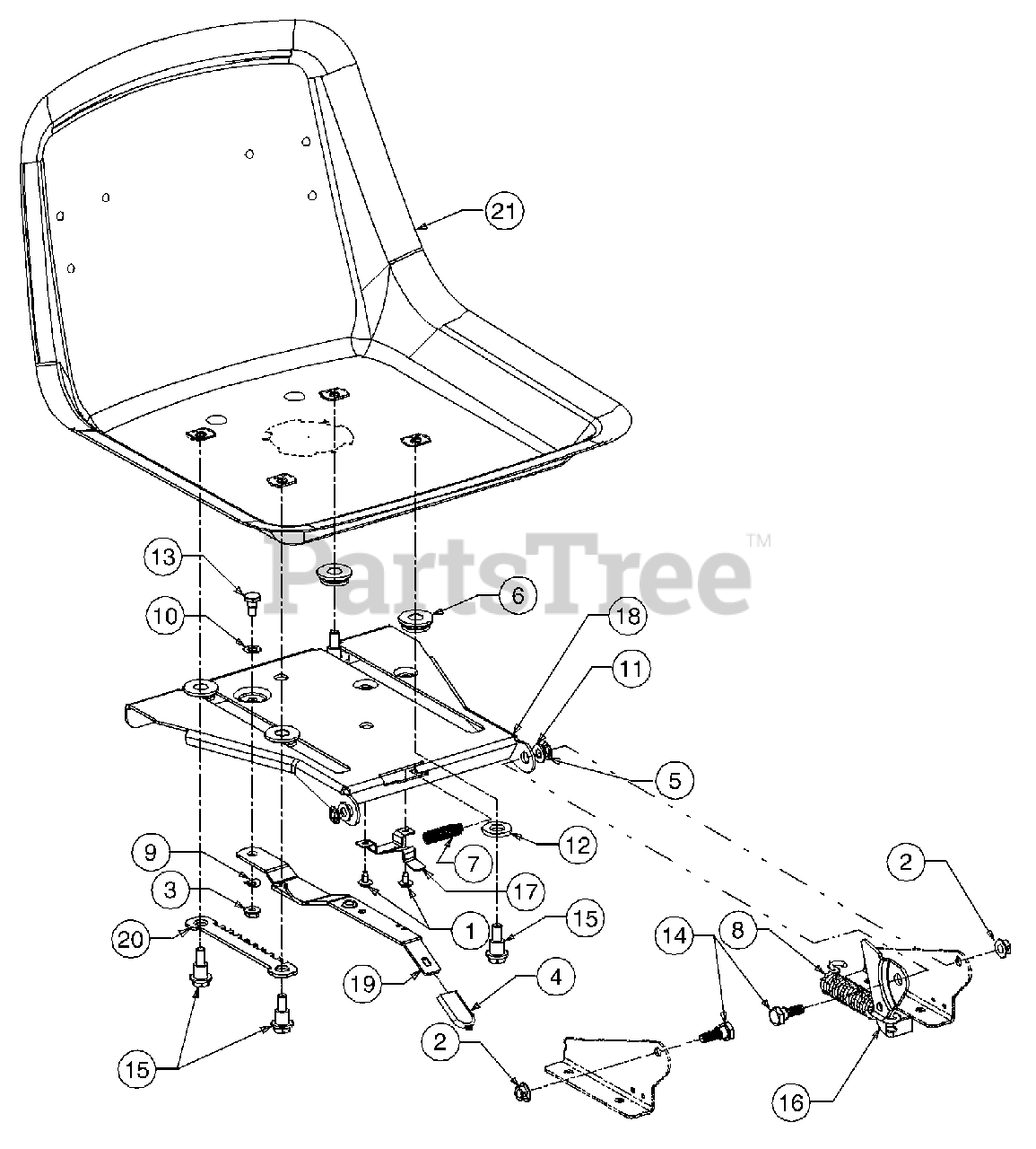 Cub Cadet 1515 (13A201F100) Cub Cadet Garden Tractor Adjustable Seat