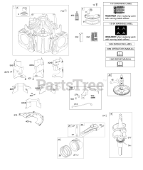 Briggs & Stratton 445677-0827-E1 - Briggs & Stratton Vertical Engine Cylinder, Crankshaft, Camshaft, Air Guides, Piston/Rings/Connecting Rod