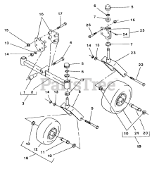 Exmark EXS-20KO - Exmark Explorer Zero-Turn Mower, 20hp Kohler (SN: 070000 - 079999) (1992) Double &amp; Single Caster Wheel Assembly