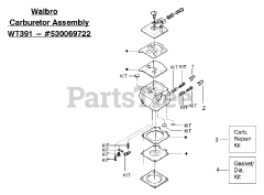 Poulan Pro PP 221 - Poulan Pro Chainsaw, Type 2 Carburetor Assembly (WT391) 530069722