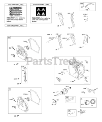 Briggs & Stratton 130G32-0090-H1 - Briggs & Stratton Horizontal Engine Camshaft, Crankcase Cover, Crankshaft, Cylinder, Piston/Rings/Connecting Rod, Warning Label