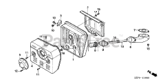 Honda GXV340 UA2 DX3 (GJAMA) - Honda Engine, Made in USA (SN: GJAMA-1000001 - GJAMA-9999999) MUFFLER