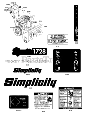 Simplicity H 1728 E (1696921-00) - Simplicity 28" Snow Thrower, 16.5hp