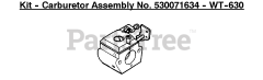 Weed Eater PE 550 - Weed Eater Edger, Type 2 Kit - Carburetor Assembly
