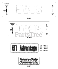 Scag SWZ-17KA - Scag Walk-Behind Mower, 17hp Kawasaki (SN: 8200001 - 8209999) Replacement Decals &amp; Information (2 of 3)