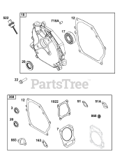 Briggs & Stratton 130G32-0258-H5 - Briggs & Stratton Horizontal Engine Crankcase Cover/Sump Group