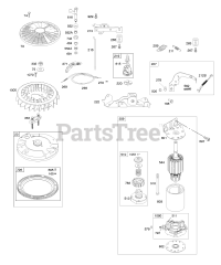 Briggs & Stratton 406677-0403-E1 - Briggs & Stratton Vertical Engine Controls, Electric Starter, Flywheel, Governor Spring