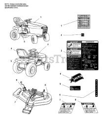AGCO 1614 H (1692810) - AGCO 38" Lawn Tractor, 14hp Decals - Safety &amp; Common