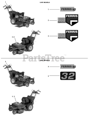 Ferris HydroCut (5900544) - Ferris HydroCut Series 32" Walk-Behind Mower, 15hp Kawasaki, Rear-Discharge Decals - Brand &amp; Model