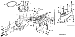 Honda BFP9.9 D5 LHA (BABJ) - Honda Outboard Engine, Made in Japan (SN: BABJ-1400001 - BABJ-1499999) GEAR CASE + EXTENSION CASE