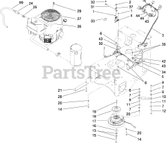 Toro 30499 - Toro 52" Walk-Behind Mower, Floating Deck, Split Lever, Hydro Drive (SN: 280001001 - 280001100) (2008) ENGINE AND CLUTCH ASSEMBLY