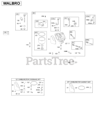 Briggs & Stratton 28B702-1015-E1 - Briggs & Stratton Vertical Engine Carburetor, Overhaul Kits