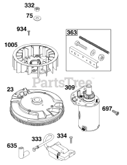 Briggs & Stratton 40T877-0015-B5 - Briggs & Stratton Vertical Engine Flywheel, Ignition, and Starter Group