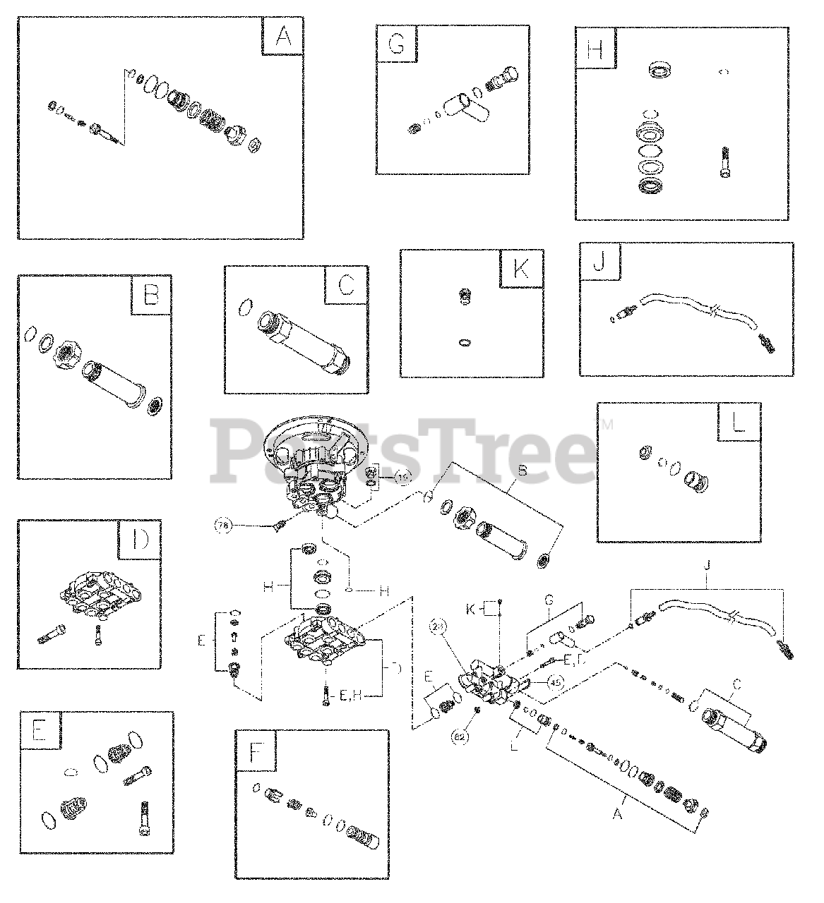 TroyBilt 0202070 TroyBilt 2,400 PSI Pressure Washer Pump Parts