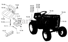 Toro 1-0481 (C-160) - Toro Lawn Tractor (1975) 15.000 Seats, Decals, Misc. Trim (fig. 15)