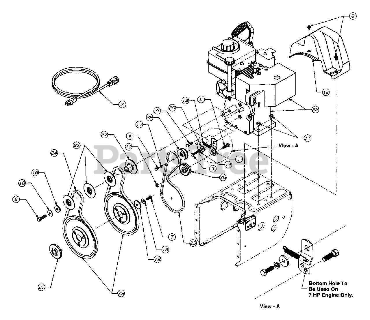 YardMan 315E733E401 YardMan Snow Thrower (1995) Engine And VBelts