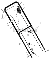 Scotts 228511x8F - Scotts 22" Walk-Behind Mower (2004) Handle Assembly - Recoil - Start Models