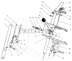 Toro 38062 (622) - Toro 22" Snow Thrower (SN: 089000001 - 089999999) (1998) HANDLE ASSEMBLY RIGHT SIDE