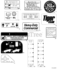 Scag STC52A-24HN - Scag Tiger Cub 52" Zero-Turn Mower, 24hp Honda (SN: 9300001 - 9309999) Replacement Decals And Information Plates (Part 1)