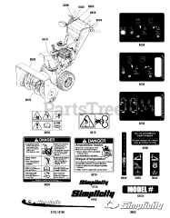 Simplicity M 1227 E (1696235-00) - Simplicity 27" Snow Thrower, 11.5hp Decals Group