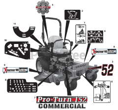 Gravely 991104 (Pro-Turn 160) - Gravely Pro-Turn 60" Zero-Turn Mower, CARB (SN: 020000 - 020999) Decals - Style