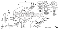 Honda GX120 K1 SX (GC01) - Honda Engine, Made in Japan (SN: GC01-2000001 - GC01-4299999) FUEL TANK (1)