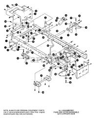 Scotts 42502x8C - Scotts 42" Lawn Tractor (2000) Frame Assembly (part 1)
