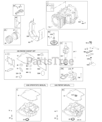 Briggs & Stratton 286H77-0165-E1 - Briggs & Stratton Vertical Engine Camshaft, Crankshaft, Cylinder, Engine Sump, Gasket Set - Engine, Piston, Rings, and Connecting Rod