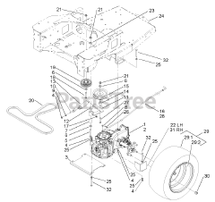 Toro 74701 (17-52 ZX) - Toro 52" TimeCutter Zero-Turn Mower (SN: 230000001 - 230999999) (2003) Hydro and Belt Drive Assembly