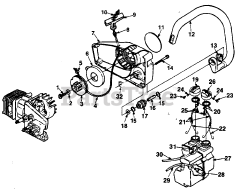 Homelite 245 (UT-10643) - Homelite Chainsaw Starter, Fuel &amp; Oil Tank