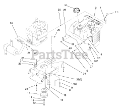 Toro 71208 (13-38 XL) - Toro Lawn Tractor (SN: 089000001 - 089999999) (1998) Gas Tank Engine Pulley Assembly