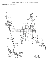 Electrolux/AYP LT 120 AR - Electrolux/AYP Lawn Tractor STEERING, FRONT AXLE AND WHEELS