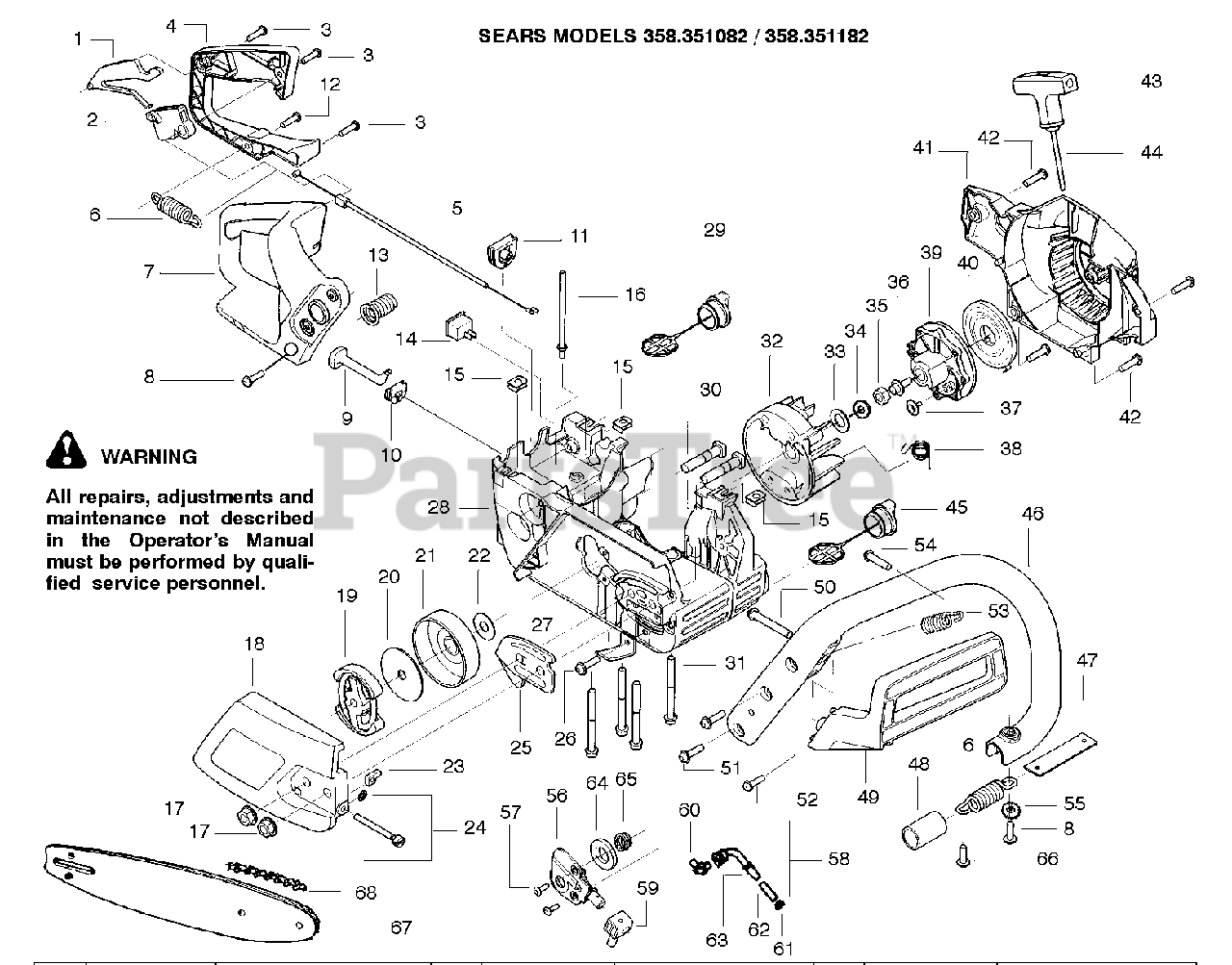 Craftsman 358.351082 Craftsman Chainsaw Repair Parts Handle and