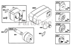 Briggs & Stratton 252707-0645-01 - Briggs & Stratton Vertical Engine Muffler Grp