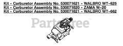 Poulan 220 - Poulan Chainsaw, Type 2 (2006-09) Kit - Carburetor Assembly
