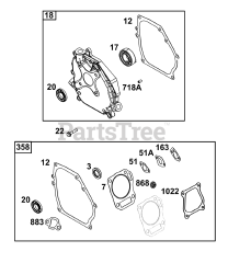 Briggs & Stratton 13A135-0139-F1 - Briggs & Stratton Horizontal Engine Crankcase Cover/Sump Group