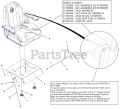 Ariens 915225 - Ariens Ikon-X 52" Zero-Turn Mower, Kawasaki FR, CARB (SN: 035000 - 044999) Seat (05092300)