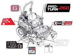 Gravely 992292 (Pro-Turn 260) - Gravely Pro-Turn 60" Zero-Turn Mower, Yamaha EFI (SN: 062000 - 069999) Decals - Style - EFI - 60"