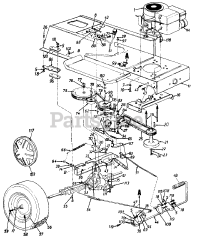 Premiere 134I665F321 - Premiere Lawn Tractor (1994) (Northstar Outdoor Eq) Wheels, Rear/Drive/Frame, Lower/Pedal Assembly
