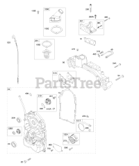 Briggs & Stratton 610177-0100-E1 - Briggs & Stratton Horizontal Engine Crankcase Cover/Sump, Intake Manifold, Thermostat