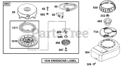 Briggs & Stratton 10C902-2002-E1 - Briggs & Stratton Vertical Engine Rewind Group, Blower Housing
