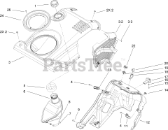 Toro 38585 - Toro Power Clear Snow Thrower (SN: 280000001 - 280999999) (2008) Shroud, Control Panel and Gas Tank Assembly