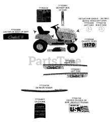 Cub Cadet 1170 (13CD608G101) - Cub Cadet Lawn Tractor (SN: 1I010H - 1H311H) (2001) Labels