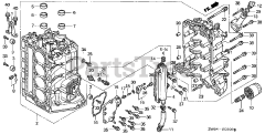 Honda BF130 A2 XA (BZBE) - Honda Marine Engine, Made in Japan (SN: BZBE-1300001 - BZBE-1400000) CYLINDER BLOCK