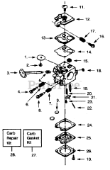 Poulan Pro PP 180 - Poulan Pro Chainsaw CARBURETOR WT-20