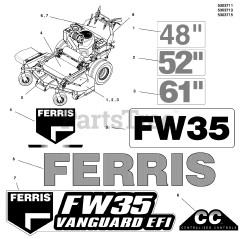 Ferris FW 35 (5901454) - Ferris FW35 Series 48" Walk-Behind Mower, 26hp Briggs & Stratton, Rear-Discharge