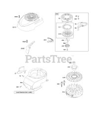 Briggs & Stratton 126K02-0835-B1 - Briggs & Stratton Vertical Engine Blower Housing/Shrouds, Flywheel, Rewind Starter
